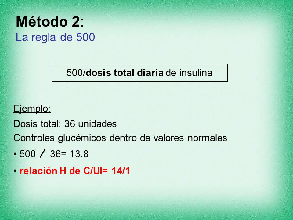 regla del tipo 500 diabetes